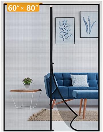 Yotache Door Net Screen with Magnet Fits Door Size 60 x 80, Screen Size 62" x 81" French Door Net Heavy Duty Fiberglass Mesh Pets and Kids Friendly