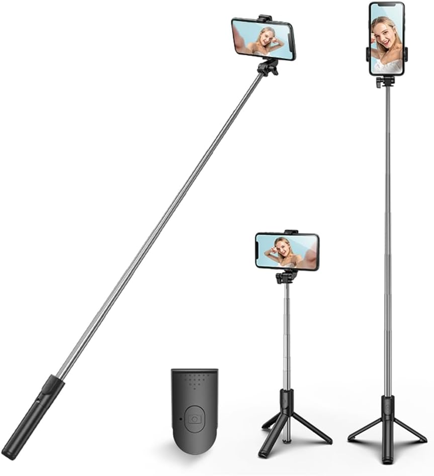 Selfie Stick Tripod, 3 in 1 Extendable & Portable iPhone Tripod Selfie Stick with Wireless Remote Compatible with iPhone 16 15 14 13 12 11 pro Xs Max 8 7, Galaxy Note10/S20/S10 Selfie Stick Tripod, 3 in 1 Extendable & Portable iPhone Tripod Selfie Stick with Wireless Remote Compatible with iPhone 16 15 14 13 12 11 pro Xs Max 8 7, Galaxy Note10/S20/S10