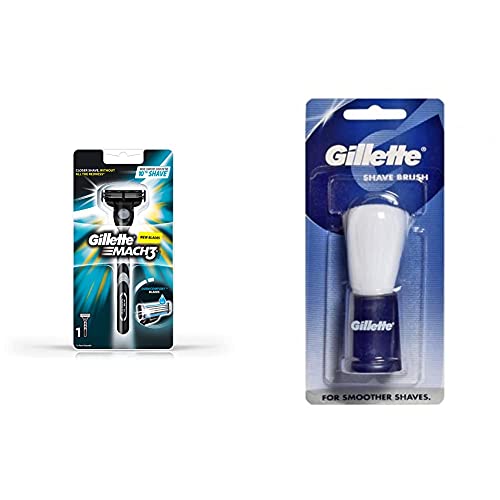 Image of Gillette Mach3 New Blade Razor - 1 Count and Gillette Shaving Brush (1 Piece pack)