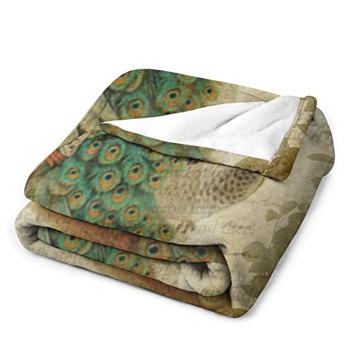 Couverture de voyage paon en microfibre de luxe pour canapé 127x152 cm