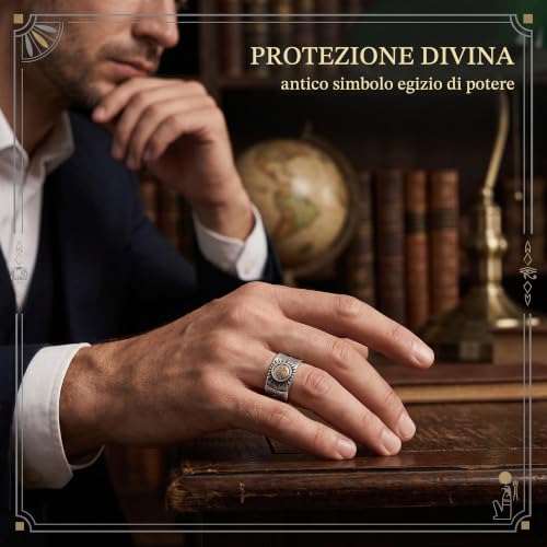 Terza immagine LAPQOS Anelli da uomo,2 anelli vintage in argento
