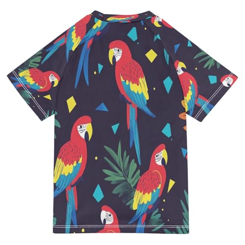 Kids Swimsuit Parrot Bird Red Sunscreen T-Shirts Swimwear Sets UPF 50+2