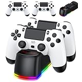 AROEVEIB 2 Pack Controller with Charger Dock for PS4 Wireless Game Controller, with LED Charging Dock Station, 2 USB Cable