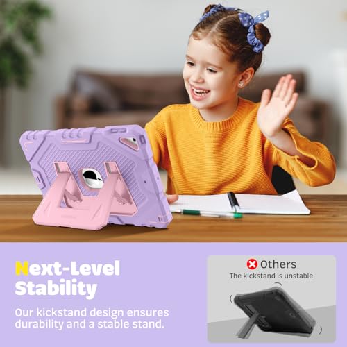 FINTIE Kids Case for iPad 9th / 8th / 7th Generation (2021/2020/2019) 10.2 inch, Fully-Body Rugged Heavy Duty Shockproof Protective Case w/Built-in Kickstand for Boys & Girls, Purple