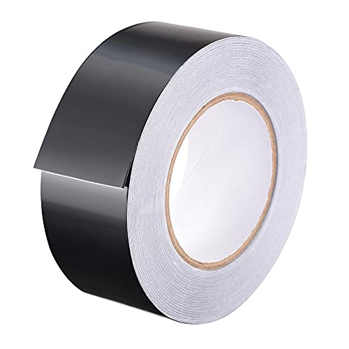 Image of uxcell Aluminum Foil Tape Black Matte Tape Non Reflective 50mmx50m /164ft for HVAC, Sealing, Patching Hot and Blocking Light