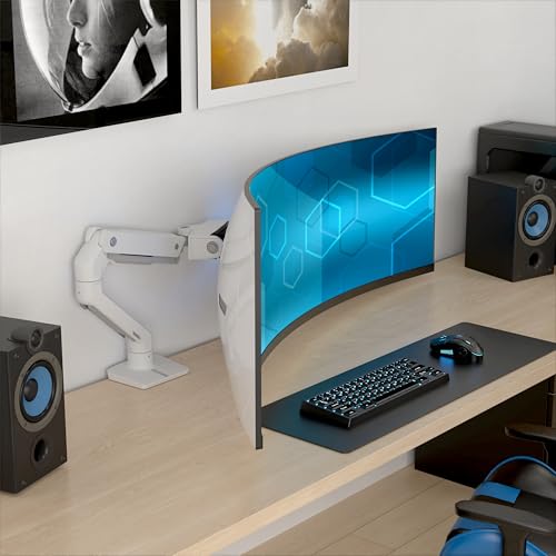 Image of Ergotron - HX VHD Premium Heavy Duty Gaming Monitor Arm, Single Monitor Desk Mount - for 1000R Curved Ultrawide Monitors Up to 57 Inches, 9-14 Inches Depth, VESA 75x75mm or 100x100mm - White