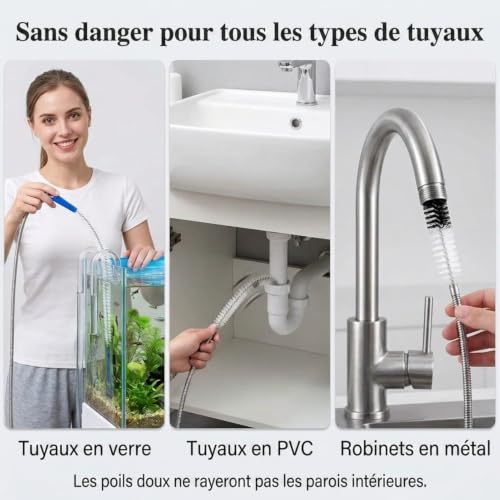 4 Pièces Déboucheur Canalisation, Brosse Flexible pour Évier et Tuyaux – vue 6