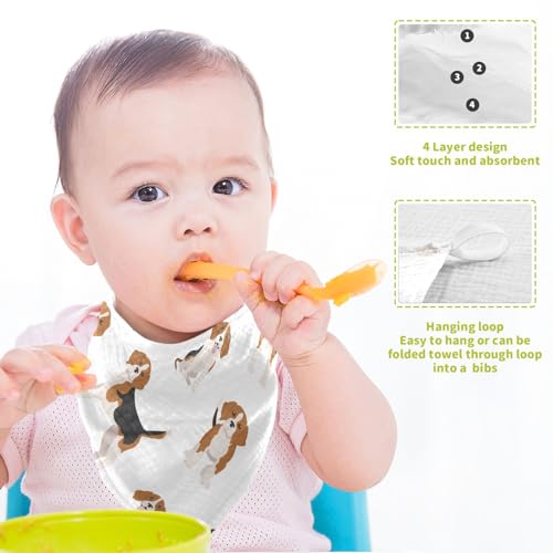Image of vvfelixl Baby Muslin Washcloths Beagle Puppy Baby Burp Cloths Cotton Baby Face Towel for Newborn Infants Boys Girls Soft and Absorbent 11.8 X 11.8 in, 3 Pack