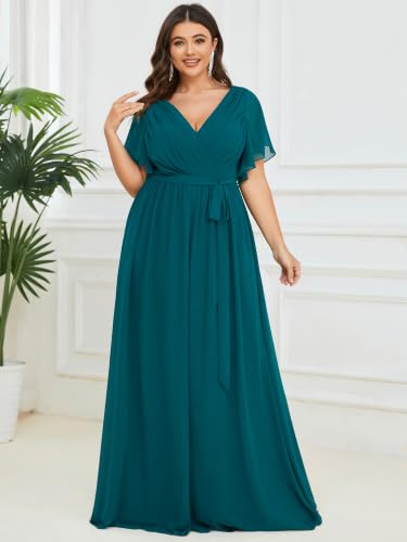 Image of Ever-Pretty Plus Women's Chiffon Maxi Plus Size Formal Bridesmaid Dresses