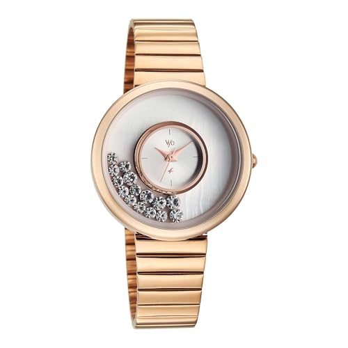 Image of Fastrack Vyb Celeste with Quartz Analog White Dial Rose Gold Stainless Steel Strap Watch for Women - FV60135WM01W