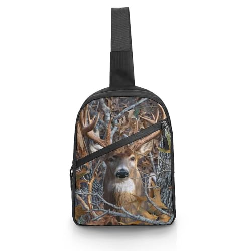 JZemdybill Bolso cruzado, escamas de aguamarina, bolsa de pecho para viajes, compras, deportes, Camo Buck Deer, Talla única