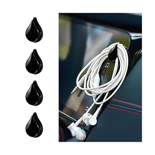 Sandfren Car Mini Hook, 4PCS Multifunctional Self-Adhesive Vehicle Dashboard Hanger Organizer, Automotive Interior Hook Stickers for Key Charging Cable Earphone, Universal for SUV RV Truck (Black)