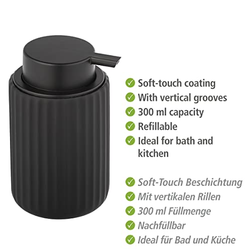 WENKO Belluno Soap Dispenser Ceramic Black, Black/Black, 1 - Image 2