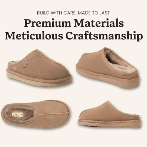 Image of Fireside by Dearfoams Women's Greta Genuine Shearling Clog Slippers, 100% Natural Suede Clogs for Outdoor & Indoor