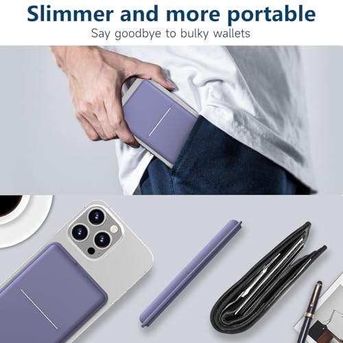 Image of Asstar Magnetic Wallet Compatible with MagSafe Wallet for 3 Cards, Purple