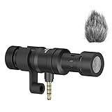 Comica CVM-VS08 Professional Cardioid Condenser Directional Mini Shotgun Microphone for SmartPhones ,Vlogging Microphone for iphone and YouTube video ( Wind Muff included)