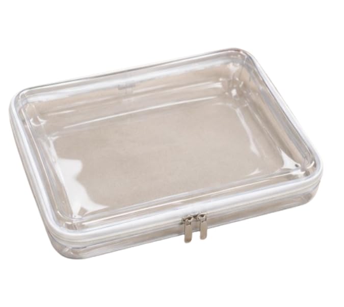 clear hard shell zipper case, portable transparent storage pouch with double zipper, waterproof plastic storage box for cosmetics, stationery, toys, snacks & travel organization