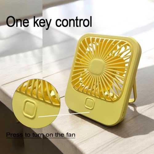 Image of Litehom Small Desk Fan, 2000mAh Rechargeable Fan Battery Powered, 180Foldable Portable Fan, 3 Speeds Adjustable USB Fan Silent Powerful for Home Office Travel Outdoor (YELLOW)