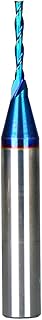 Upcut Spiral Router Bit 1/4 inch Shank, 1/16 inch Cutting Diameter Solid Carbide with Blue Nano Coated 2 Flute CNC Router Bits End Mill for Wood Carving, Engraving Ruhi U2105A