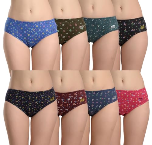 Image of Panty Set for Women | Printed Mid Waist Cotton Panties for Women Combo | Hipster Briefs | Soft Breathable Innerwear for Women | Ladies Innerwear