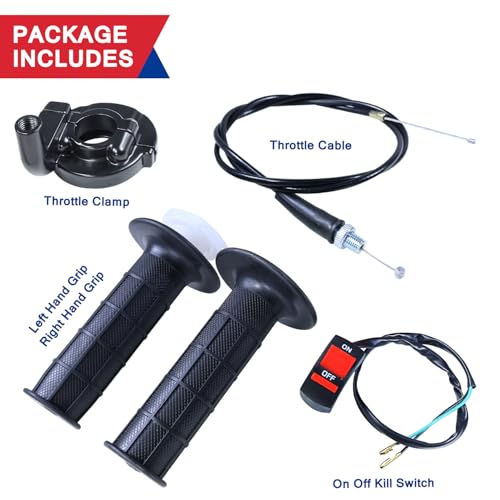 Image of 22mm Throttle Cable Grips Assembly for 110cc 125cc SSR Coolster Apollo CRF50 Roketa Pit Dirt Bike Coleman CT100U CC100X CT200U BT200X Motovox MBX10 MBX11 Baja Doodle Bug DB30 Mini Bike