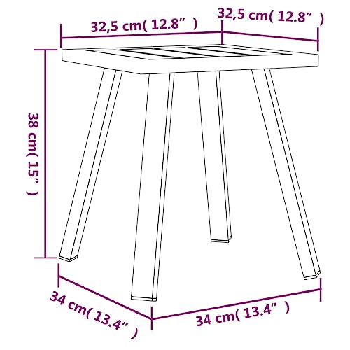 Table de jardin en acier gris anthracite 34x34x38 cm pour extérieur - 8
