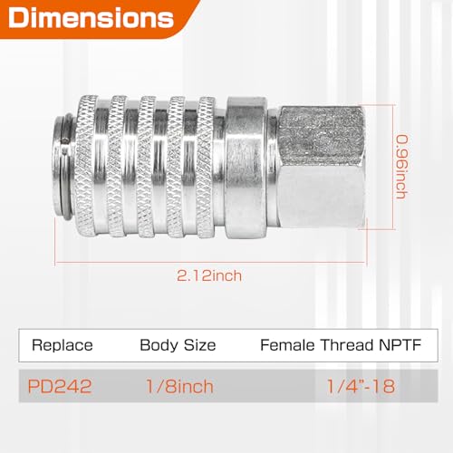 Image of PD242 Series Steel Test Port and Diagnostic Equipment Quick Coupler with Female Pipe Thread, 1 /8 inch Body Size, 1 /4 inch-18 NPTF Thread Size, 2.12 inch Length