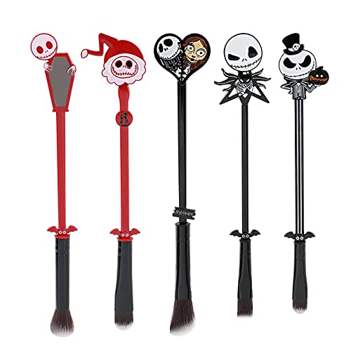 Halloween Cosplay Makeup Brushes Professional, Fantasy Movies Sally Jack Skellington Skull Enamel Metal Handle Eye shadow brush Set Halloween Gifts