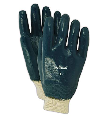 Magid Glove & Safety 4839-9 Magid MultiMaster Lightweight Cotton Gloves with Full Nitrile Coating, Large, Dark Green , 9 (Pack of 12)