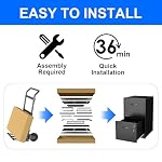 Polup 2 Drawer File Cabinet with Lock, Metal File Cabinets for Home Office, Two Drawer Locking Filing Cabinet, Small File Cabinet for Under Desk for Hanging Letter Size, Black, Assembly Required - Image 5