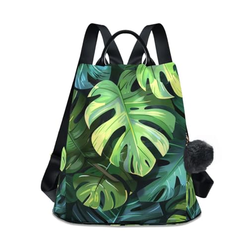 JIPONI Tropical Monstera Leaf Backpack Purse for Women Anti Theft Back Pack Casual Daypack Shoulder Bag