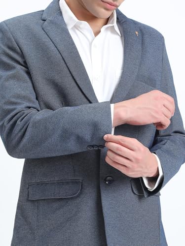 Image of SHOWOFFFF Men Solid Single Breasted Formal Blazer | Notched Lapel Full Sleeves Cotton Blazer for Mens | Slim Fit Regular Length Blazer for Men's