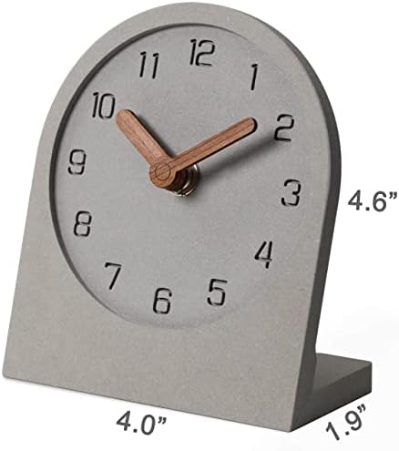 mooqs Wooden Silent Non-Ticking Battery Operated Decorative Small Mini Analog Modern Shelf Desk Table Mantel Clock (Gray)