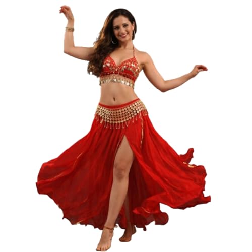 VRITRAZ Women's Belly Dance Tower Shape Metal Hip Scarf