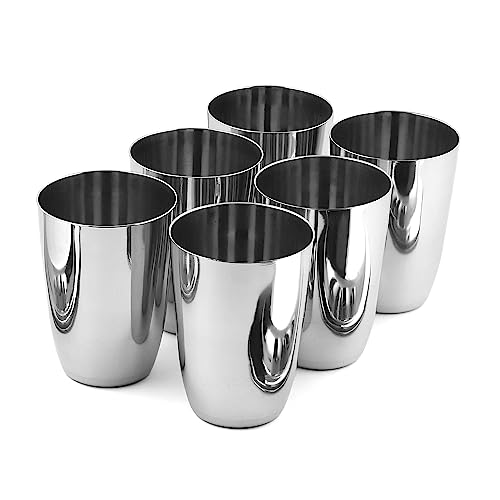 Image of Ajay's Shoppe Stainless Steel Water Glass Set | Heavy Gauge, Unbreakable & Rust-Free Steel Glasses for Drinking Water, Juice & Cold Beverages (Set of 6)