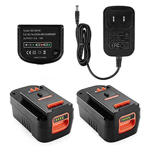 Powilling 2Pack 4.0Ah Lithium Battery Replacement for Black and Decker 18V Battery Firestorm 18v Battery HPB18 HPB18-OPE 244760-00 A1718 FS18FL FSB18 Firestorm 18V Battery(Charger Included)