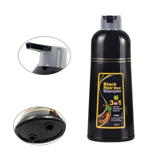 Pemarlis 500ml 3 en 1 shampoing colorant noir,Shampoing colorant noir naturelle,Couverture 100% Shampoing cheveux coloré pour femmes et hommes,Quelques Minutes Teinture Naturelle et Durable – vue 3
