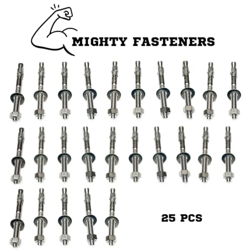 wedge anchors  heavy-duty 304 stainless steel expansion bolts for concrete amp masonry rust-resistant amp durable - 3834 x 3-3434 - 25 pack