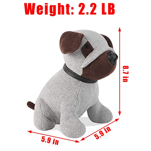 Sanlykate Fabric Decorative Door Stopper, 2.2Lb Cute Interior Animal Doorstops, Anti Collision Heavy Duty Door Stoppers For Home, Book Stopper Weighted Floor Wall Protector, Dog Gray #TOP2