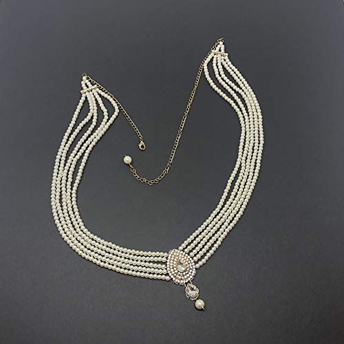 Duel On Jewel Ethnic Indian Bollywood Multi Strnad Faux Pearl Gold Plated Belly Chain Kamarband For Party Bridal Wedding Dance #TOP4