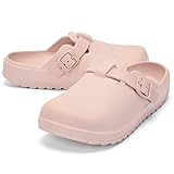UPSOLO Womens Clogs Slip on Nurse Shoes Comfortable Work Garden Slippers with Arch Support Quick-Dry Water Shoes Casual Sandals 2025 Pink 7-8
