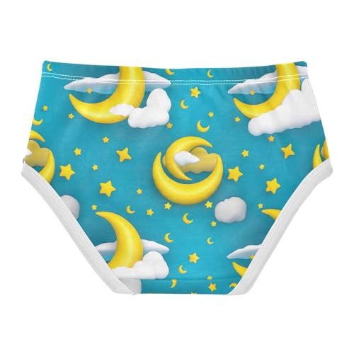 Cotton Toddler Girls Underwear Yellow Crescent Moons Blue Little Girl Panties Stylish Briefs Kids Undies 2t2