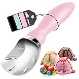 Ice Cream Scoop with Comfortable Grip Handle, Heavy Duty Ice Cream Scooper, Professional Large Ice Cream Spoon for Spooning Frozen Hard Gelato, Cookie Dough, Melon, Sorbet (Pink)