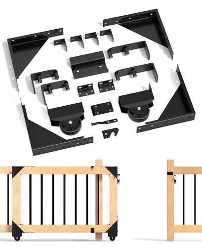 TFMUZERT Sliding Gate Kit Heavy Duty Rolling Gate Hardware Kit with Gate Latch for Smooth, Secure Gate Operation, Black