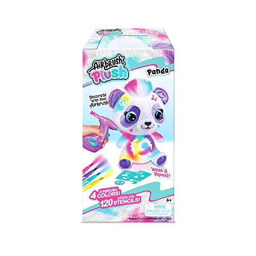 Canal Toys Personalize Airbrush Plush Large Panda! Decorate, wash, Repeat! Customize Your own Spray Art Plush with Markers, Battery Powered Airbrush and 100+ Stencils. Ages 6+