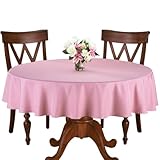 70 Inch Round Solid Colored Tablecloth, 100% Durable Polyester, Rose