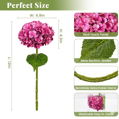 Image of CURATED CART Hydrangea Artificial Flowers with Stem, 1 Stick for Home Decor, Party, Living, Office Table, Realistic Look, Fake Flowers, 12 Inch, Light Green