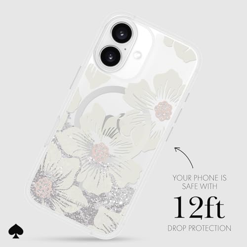 Coque iPhone 16 Kate Spade Rose trémière à Paillettes chic et compatible MagSafe - 3
