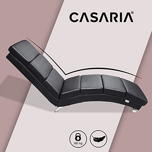 Casaria® Relaxstoel XXL London 186 x 89 x 55 cm Ergonomisch kunstleer bekleed 180 kg belastbaarheid woonkamer kantoor indoor chaise longue relaxstoel zwart - Afbeelding 6