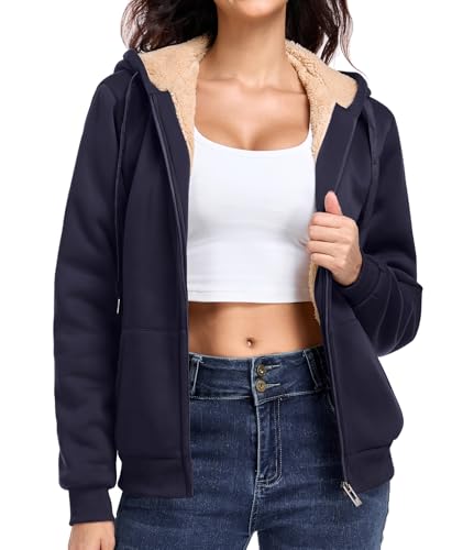 Little Beauty Womens Zip Up Hoodies Warm Sweatshirt Winter Thick
